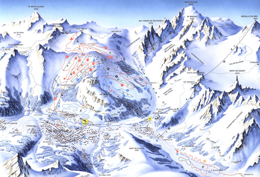 Mappa piste sci Courmayeur